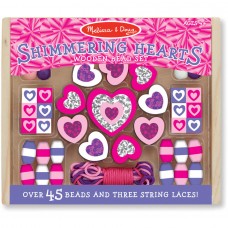 Melissa & Doug Shimmering Hearts Wooden Bead Set: 45 Beads and 3 Laces for Jewelry-Making   555348552